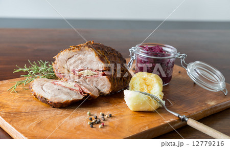 Spit roast with red cabbage Spit roast with red cabbage 12779216