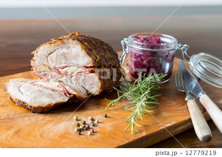 Spit roast with red cabbage 12779219