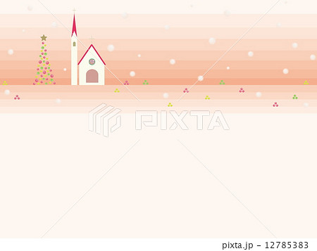 冬景色 教会 クリスマスツリー のイラスト素材