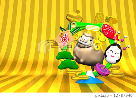 Smile Brown Sheep, New Year's Bamboo Wreath On Gold Text Space Smile Brown Sheep, New Year's Bamboo Wreath On Gold Text Space 12787940