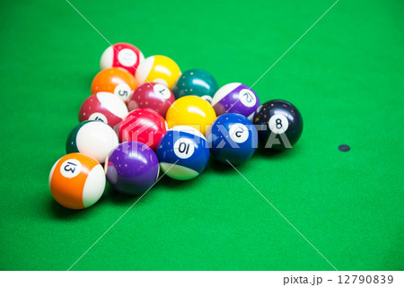 pool balls on snooker table pool balls on snooker table 12790839