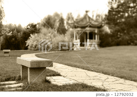 Japanese architecture and green garden 12792032