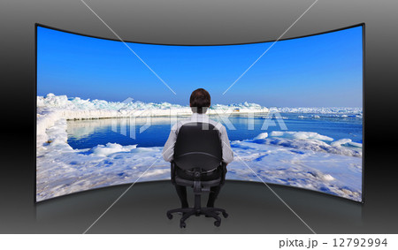 businessman looking at  frozen sea 12792994