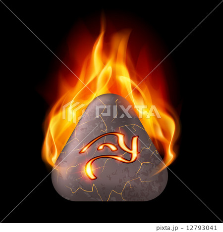Burning stone with magic rune 12793041