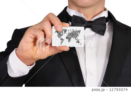 visiting card with world map 12793074