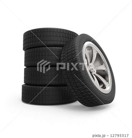 Automobile wheels stack isolated on white background. Automobile wheels stack isolated on white background. 12793317