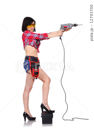girl holding electric drill 12793700