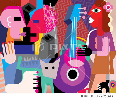 The dancing couple and woman playing guitar 12794383