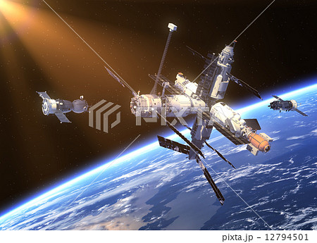 Spacecraft Soyuz And Space Station Spacecraft Soyuz And Space Station 12794501