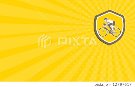Business card Cyclist Riding Mountain Shield Retro Business card Cyclist Riding Mountain Shield Retro 12797617