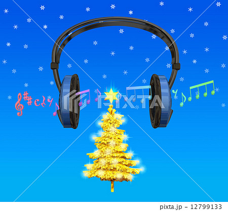 クリスマスツリーとメロディとヘッドフォン 12799133