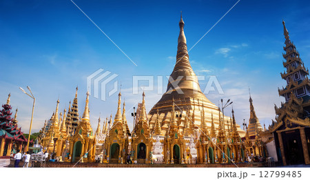 Sacred Buddhist place Shwedagon Pagoda. Yangon, Myanmar (Burma) 12799485