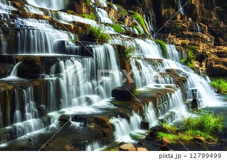 Tropical landscape with flowing Pongour waterfall. Da Lat, Vietnam Tropical landscape with flowing Pongour waterfall. Da Lat, Vietnam 12799499