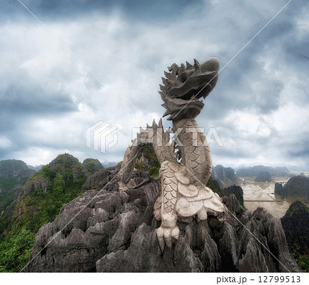 Huge dragon statue at mountain top. Ninh Binh. Vietnam 12799513