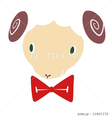 ポップな白ヒツジ　顔アップ素材 12801170