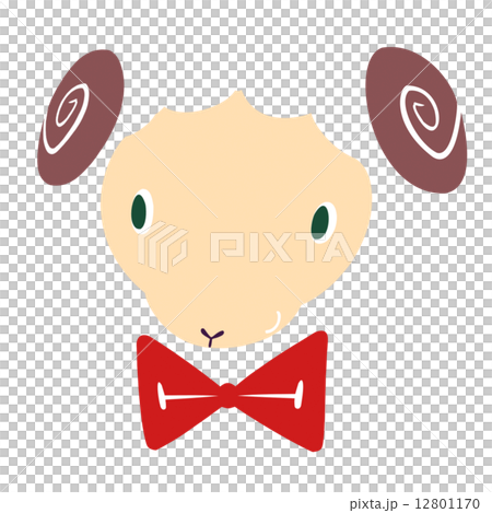 ポップな白ヒツジ　顔アップ素材 12801170