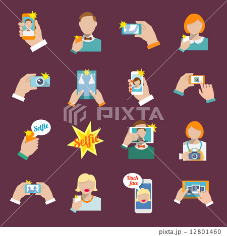 Selfie icons flat 12801460