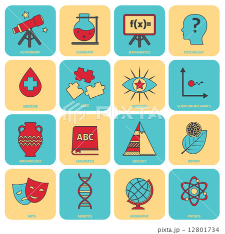 Science areas icons flat line 12801734