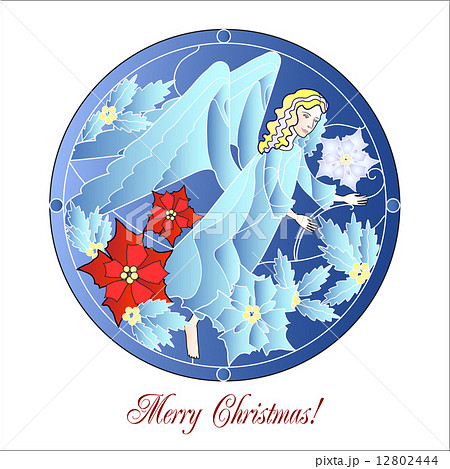 Card Blue Stained Glass Windows with Christmas Angel Card Blue Stained Glass Windows with Christmas Angel 12802444