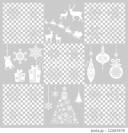 聖誕節01  - 雪晶 - 聖誕老人 - 馴鹿 - 裝飾 - 樹 - 灰色 12803470