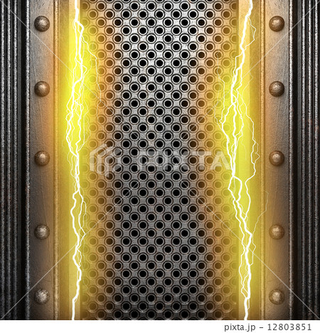 metal background with electric lightning 12803851
