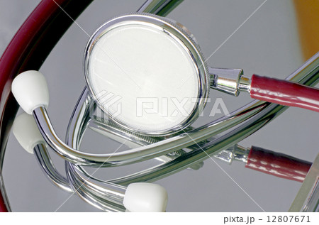Stethoscope in closed-up on reflection background. 12807671