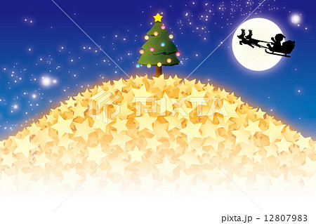 背景素材壁紙 クリスマス サンタとトナカイのソリ のイラスト素材