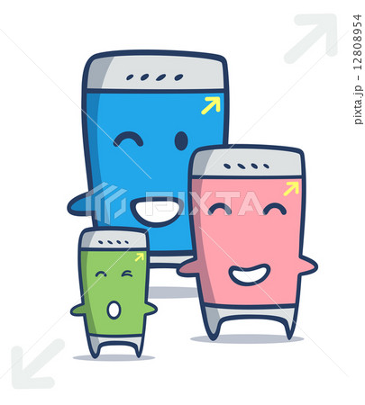 kawaii smart phone cartoon in different sizes 12808954