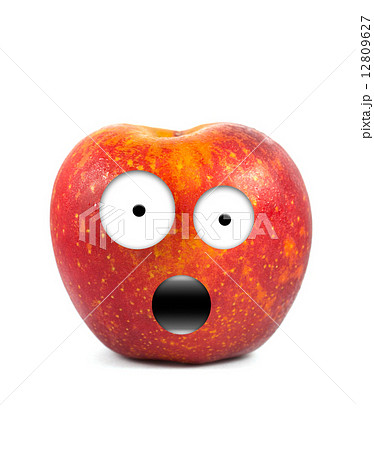 Funny fruit character Red Apple on white background 12809627