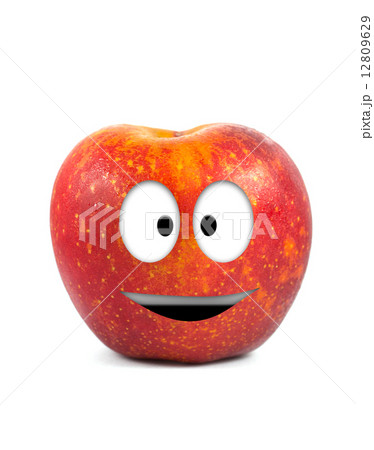 Funny fruit character Red Apple on white background 12809629