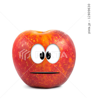 Funny fruit character Red Apple on white background 12809630