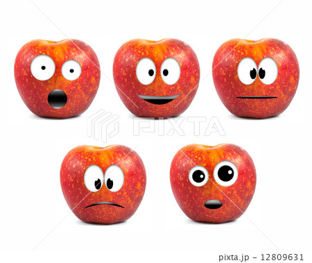 Funny fruit character Red Apples on white background 12809631