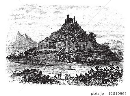 Great Pyramid of Cholula or Tlachihualtepetl in Puebla, Mexico v 12810965