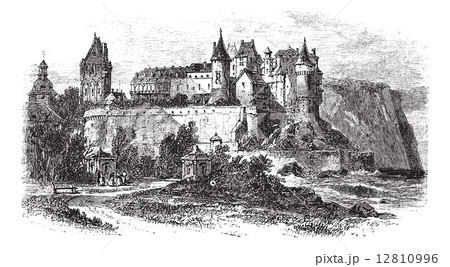 Castle Museum of Dieppe in Normandy, France, vintage engraving 12810996
