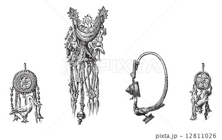 Greek earrings vintage engraving 12811026