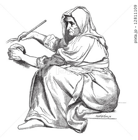 Facsimile of a sketch unprecedented Sebastien Cornu, vintage eng 12811109