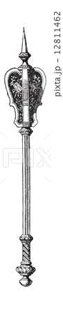 Flanged Mace, vintage engraving 12811462