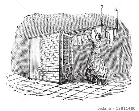 Movable clothes dryer vintage engraving 12811480
