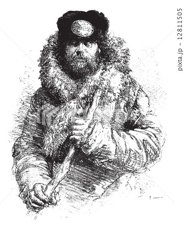 Russian porters, vintage engraving. 12811505