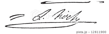 Signature of Louis Lazare Hoche (1768-1797), vintage engraving. Signature of Louis Lazare Hoche (1768-1797), vintage engraving. 12811900