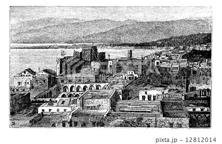 Beirut city, Lebanon, vintage engraving. 12812014