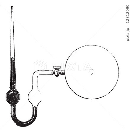 Close-End Liquid Column Manometer, vintage engraving 12812090