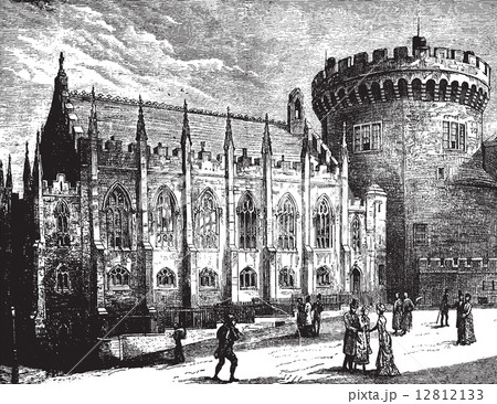 Royal Chapel and the Tower, vintage engraving 12812133