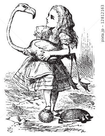 Alice trying to play croquet with flamingo and hedgehog - Alice' Alice trying to play croquet with flamingo and hedgehog - Alice' 12812163