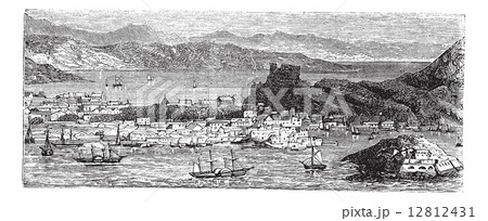 Christiansted in Saint Croix, US Virgin Islands vintage engravin Christiansted in Saint Croix, US Virgin Islands vintage engravin 12812431