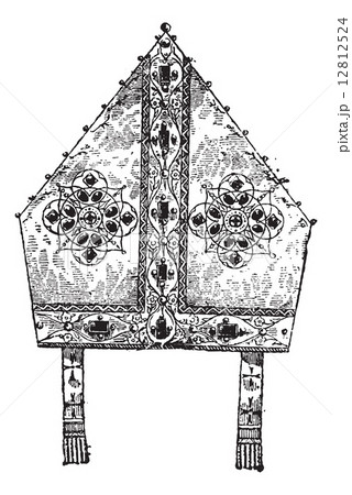 Bishop's Miter, vintage engraving 12812524