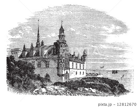 Kronborg Castle in Helsingor, Denmark, vintage engraving Kronborg Castle in Helsingor, Denmark, vintage engraving 12812670