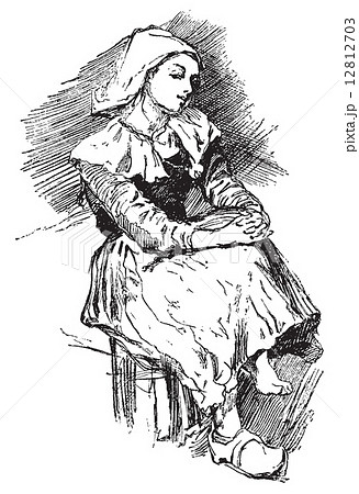 Breton peasant, vintage engraving. Breton peasant, vintage engraving. 12812703