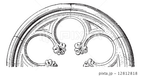 Cusp (Architecture), vintage engraving. 12812818