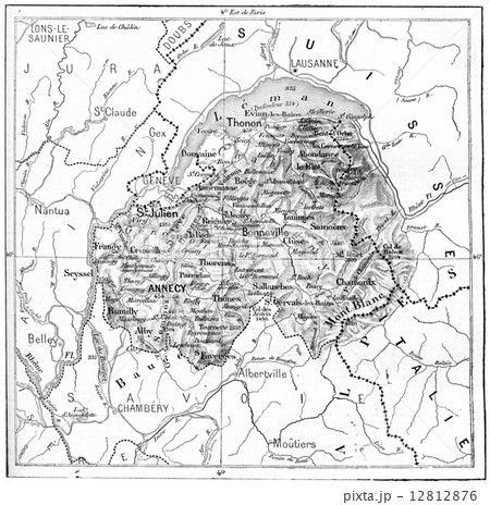 Map of Department of Haute-Savoie vintage engraving 12812876